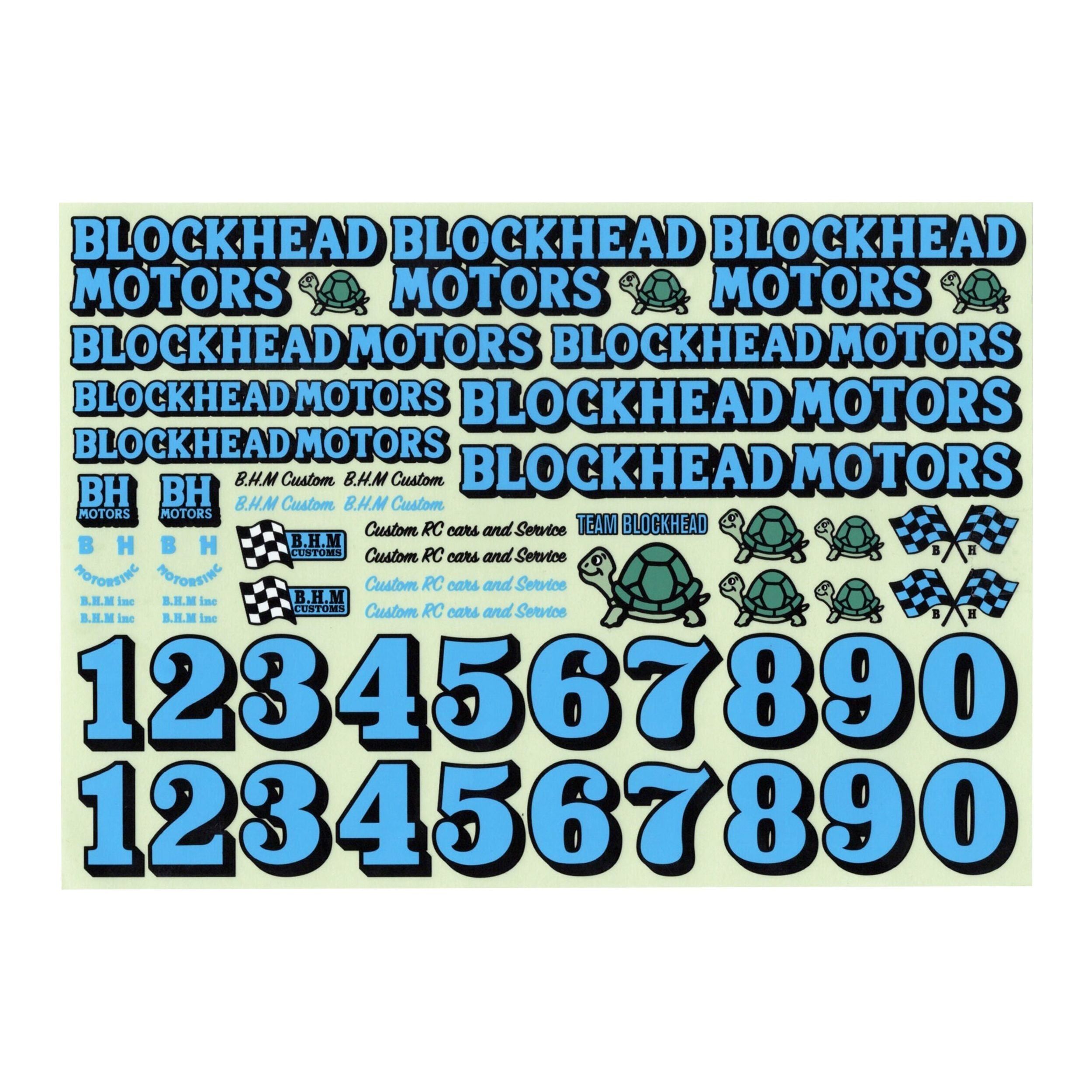 BLOCKHEAD MOTORS Original Decal Sheet [Blue]
