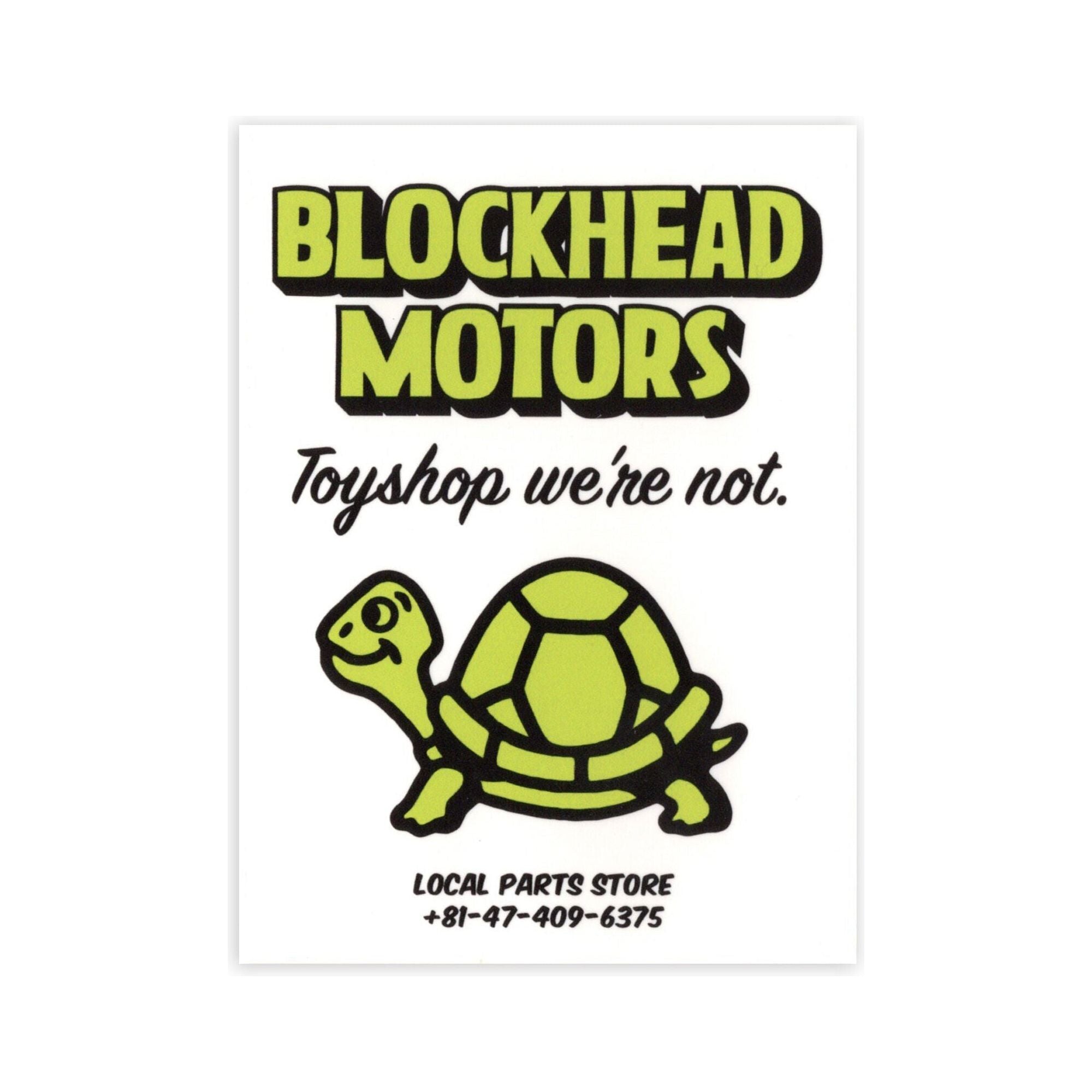 BLOCKHEAD MOTORS Shop Turtle Sticker Green