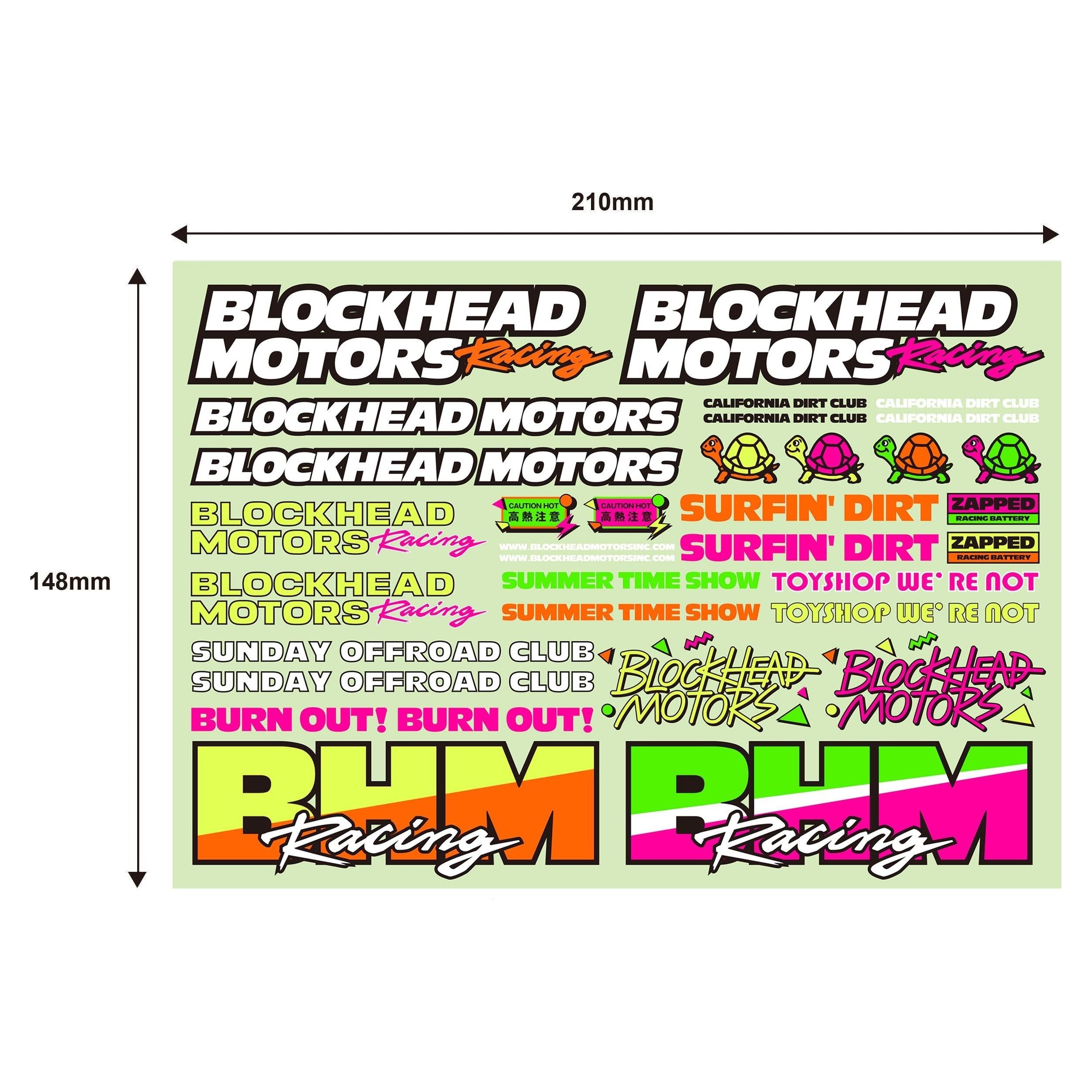 BLOCKHEAD MOTORS 90's Fluorescent Decal Sheet
