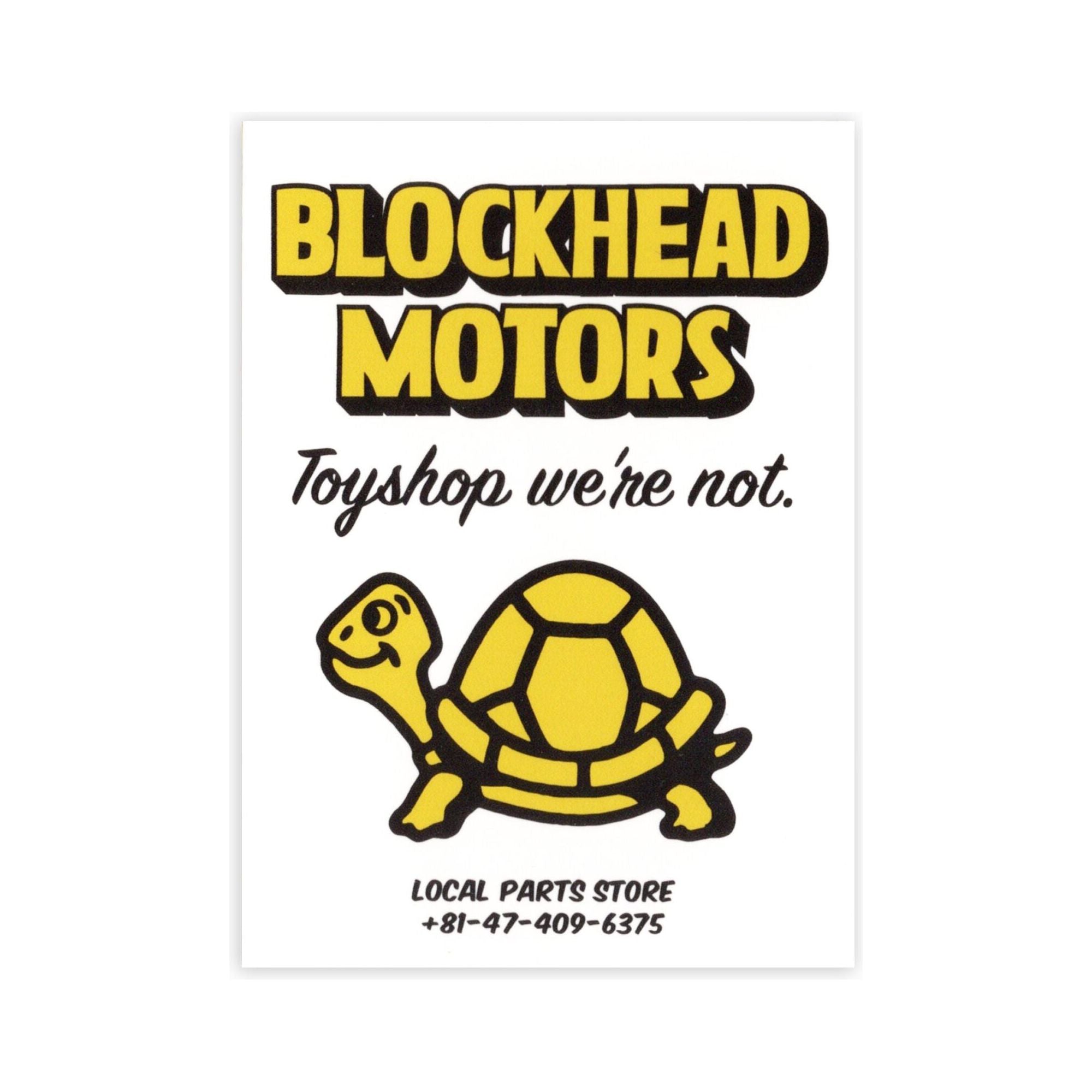 BLOCKHEAD MOTORS Shop turtle Sticker Yellow