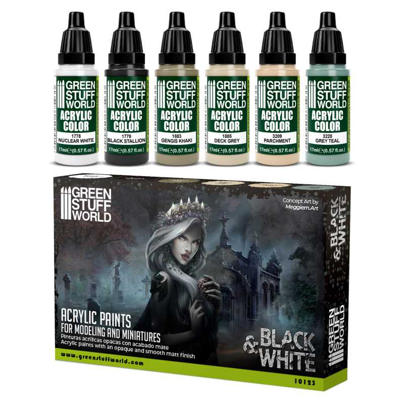 GREEN STUFF WORLD Paint Set - Black and White