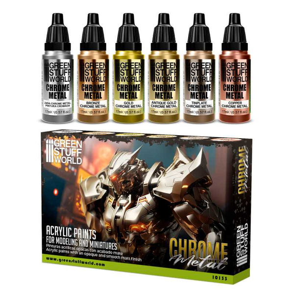 GREEN STUFF WORLD Chrome Metal Paint Set