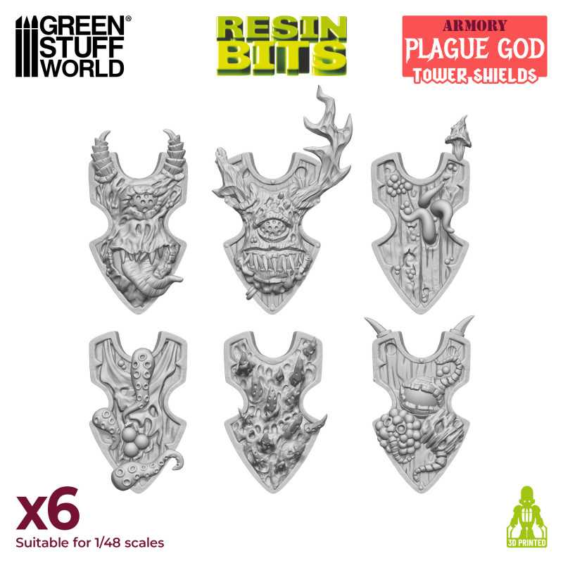 GREEN STUFF WORLD Plague God Tower Shields