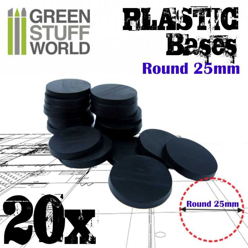 GREEN STUFF WORLD Plastic Bases - Round 25mm BLACK