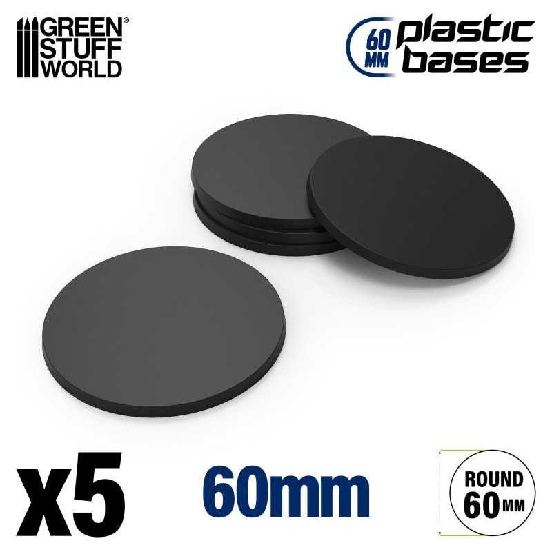 GREEN STUFF WORLD Plastic Bases - Round 60 mm BLACK