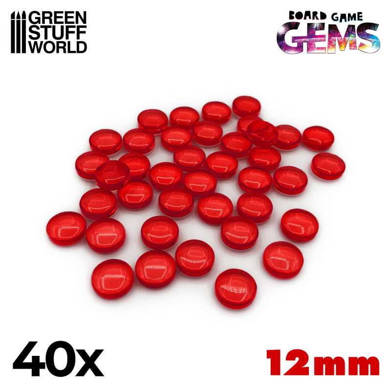 GREEN STUFF WORLD Plastic Gems 12mm - Red