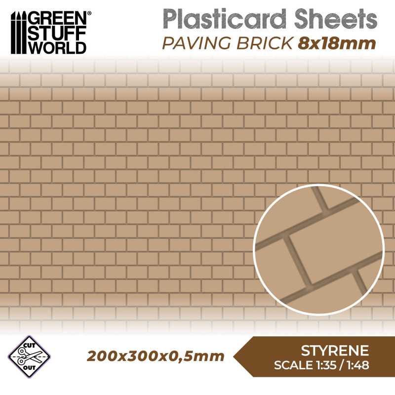 GREEN STUFF WORLD Plasticard - Paving Brick 8x18mm