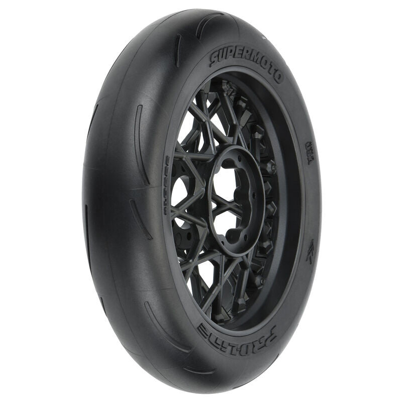 PROLINE 1/4 Supermoto Mounted Front Tyre with Black Wheel, ProMoto-MX/SM