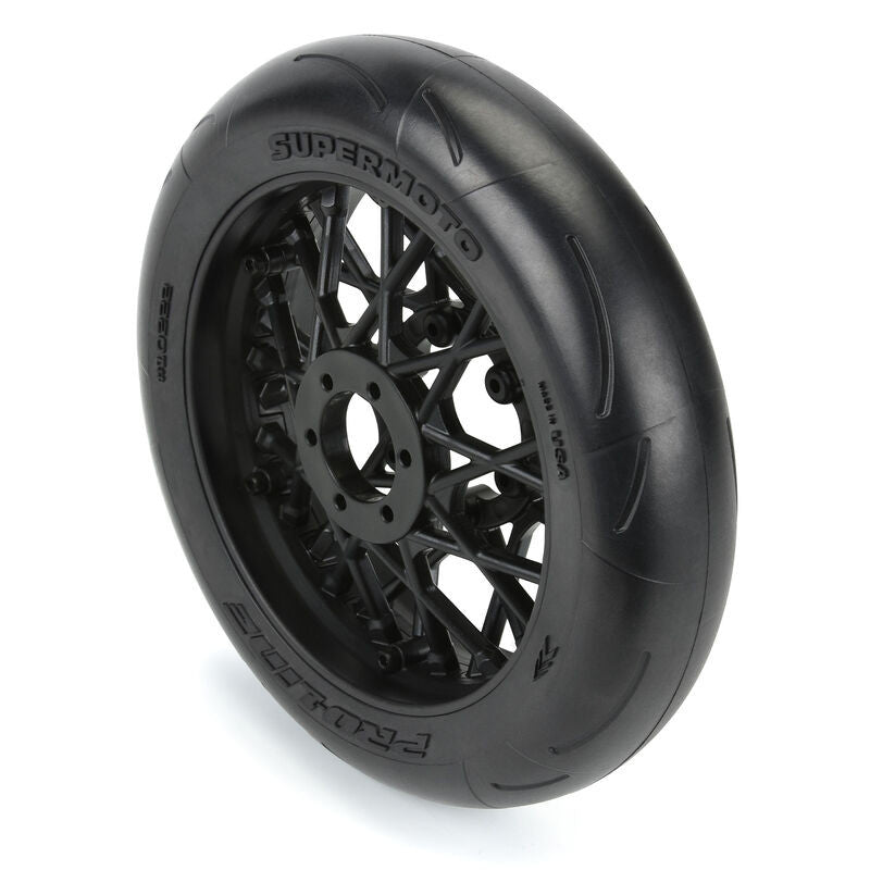 PROLINE 1/4 Supermoto Mounted Front Tyre with Black Wheel, ProMoto-MX/SM