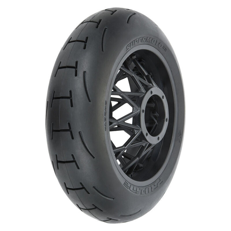 PROLINE Supermoto V2 S3 Rear Tyre Mounted on Black Supermoto Wheel, ProMoto-MX/SM