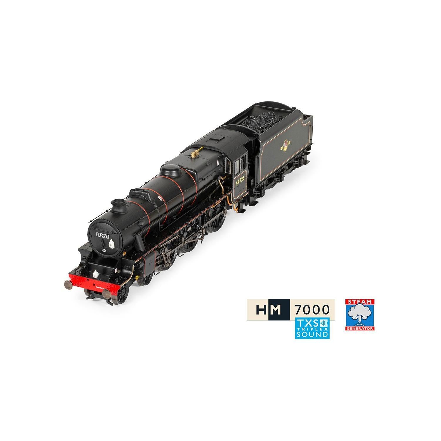 HORNBY OO BR, Stanier 5MT 'Black 5', 4-6-0, 44726 With Steam Generator - Era 5