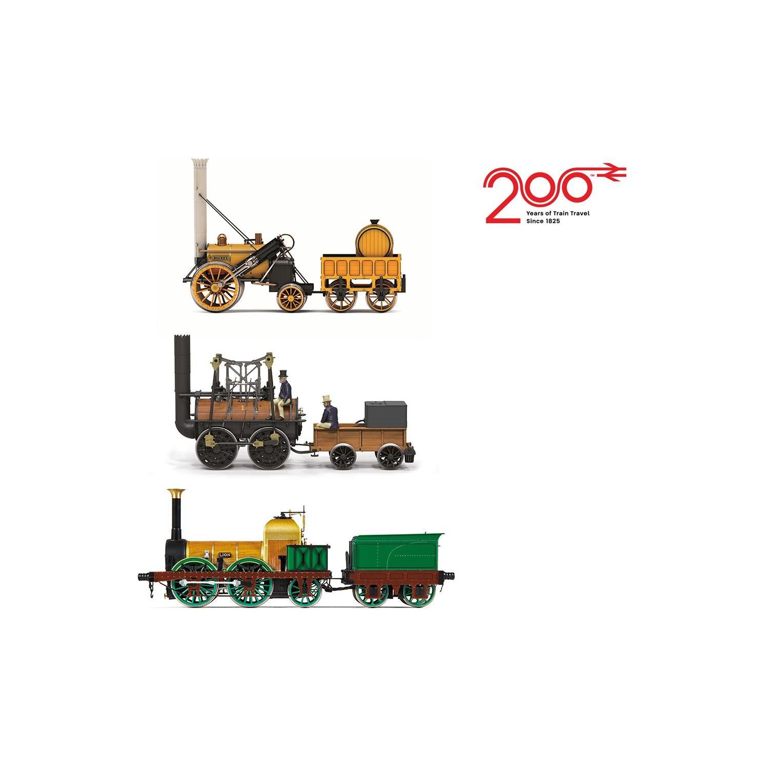HORNBY OO Birth Of The Railways 200TH Anniversary Train Pack - Locomotion Rocket Lion