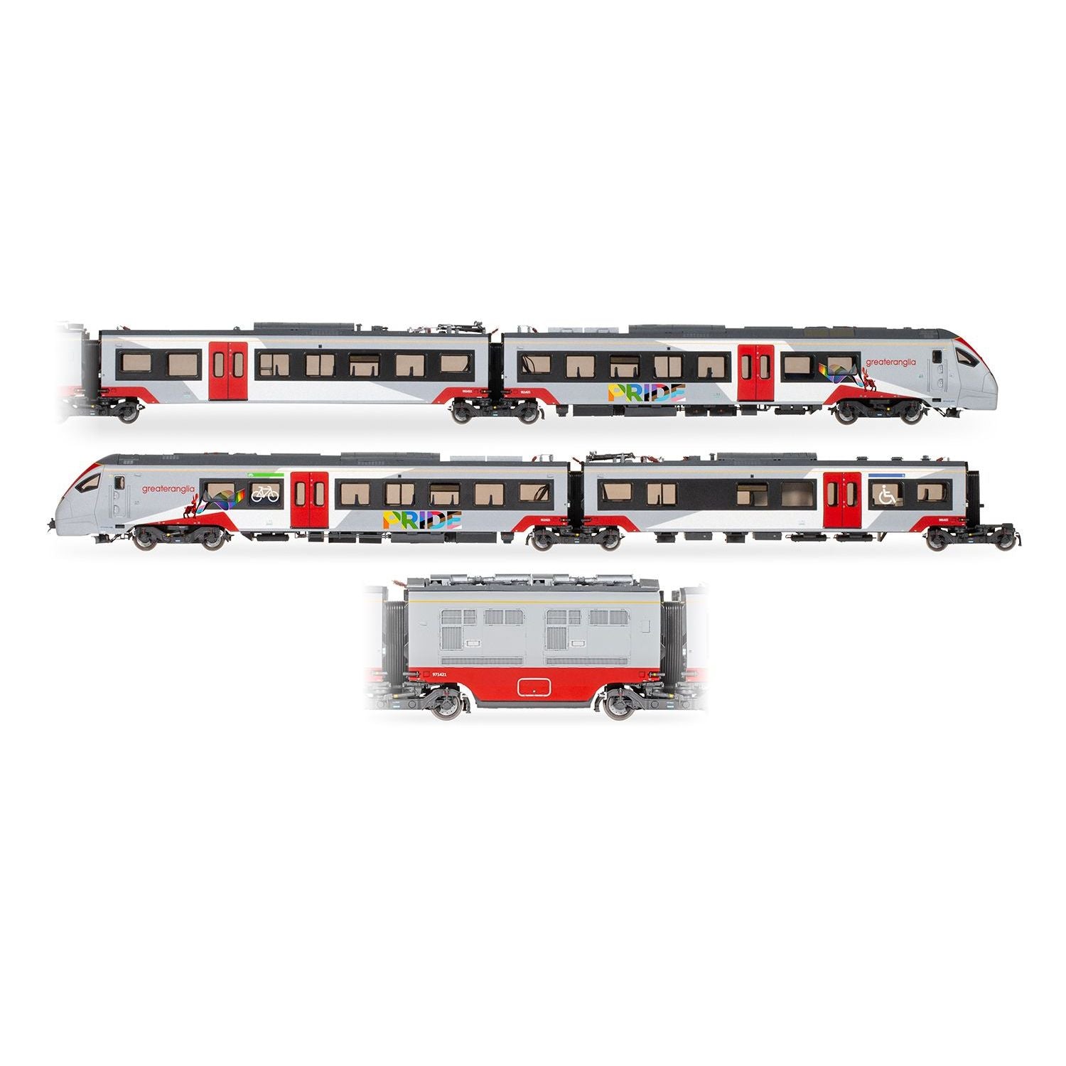 HORNBY OO Greater Anglia Class 755-4 Flirt 4 Car 'Pride' Llivery Train Pack