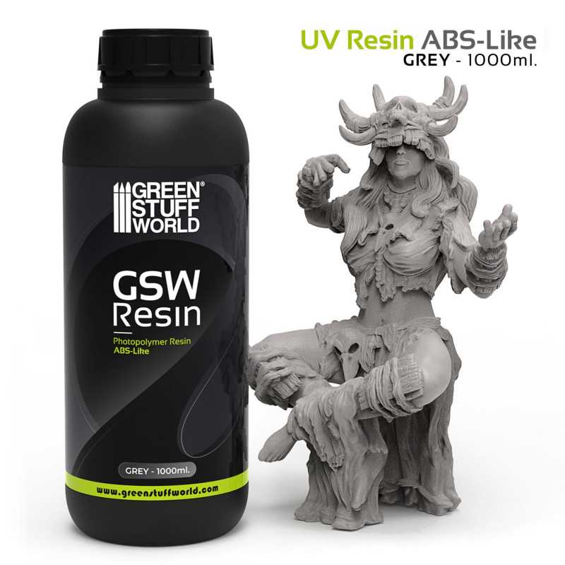GREEN STUFF WORLD Resin for 3d printers - ABS-like Grey 1000ml