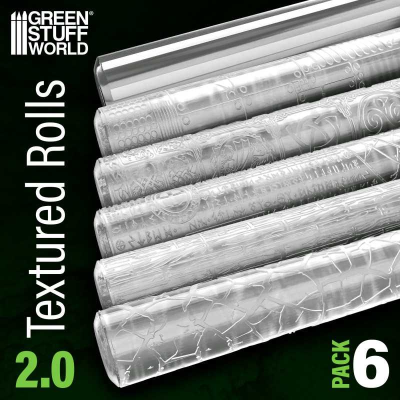 GREEN STUFF WORLD Rolling Pin - Textured Rolls - PACKx6 v2.0
