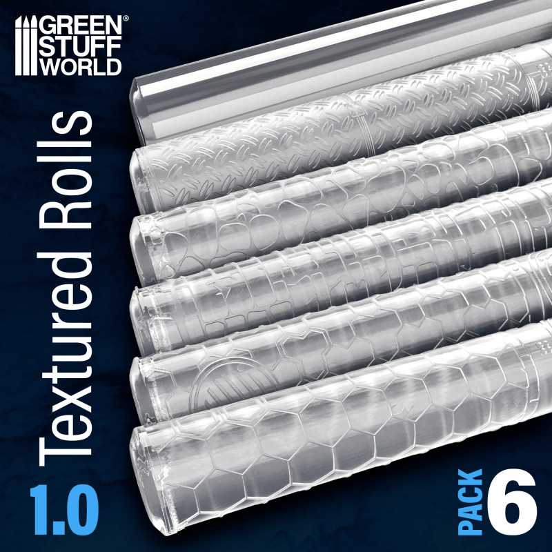 GREEN STUFF WORLD Rolling Pin - Textured Rolls - PACKx6 v1.0