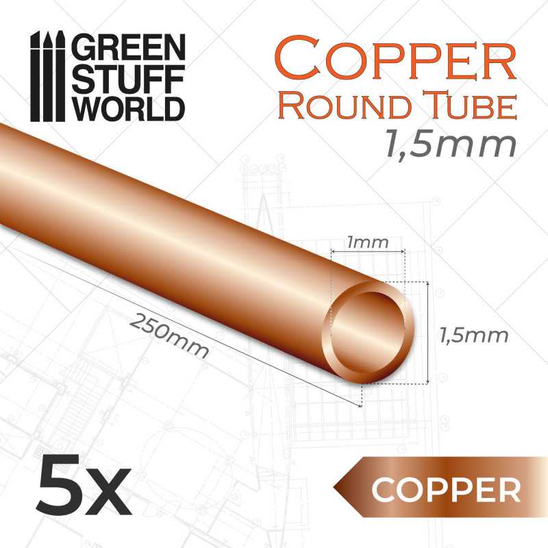 GREEN STUFF WORLD Round Copper tube 1,5mm