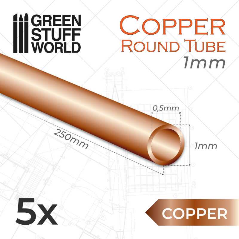 GREEN STUFF WORLD Round Copper tube 1mm