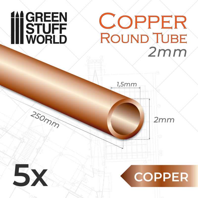 GREEN STUFF WORLD Round Copper tube 2mm