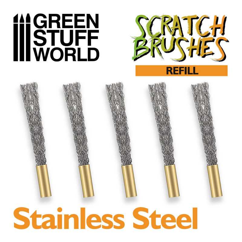 GREEN STUFF WORLD Scratch Brush Set Refill â€“ Stainless Steel