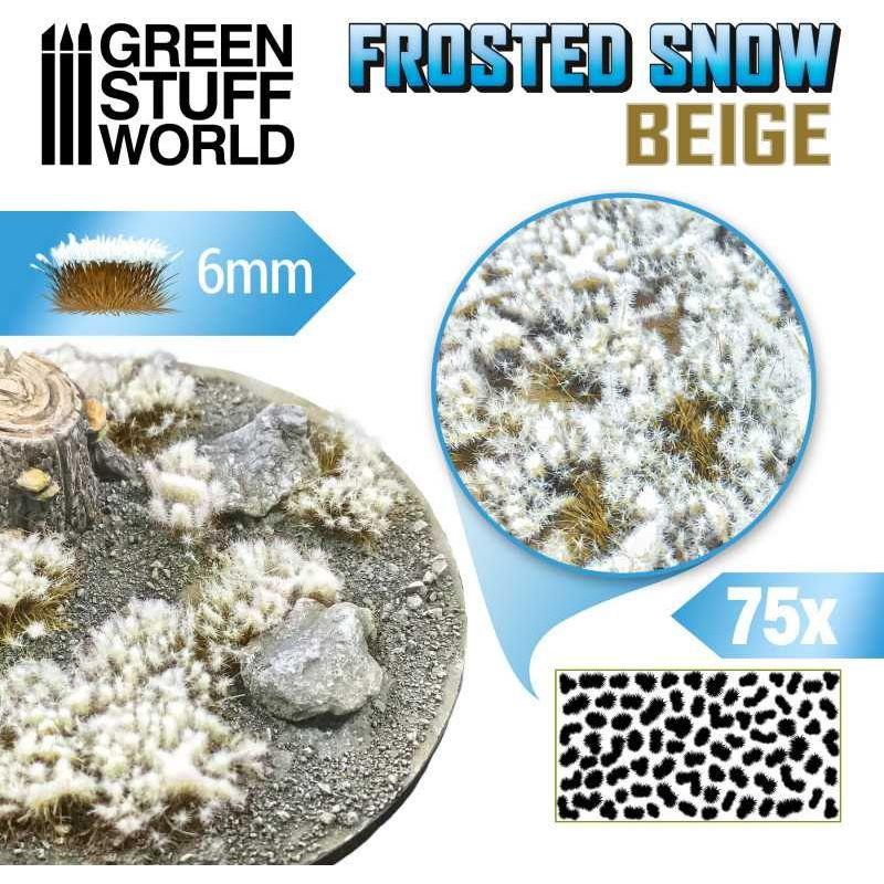 GREEN STUFF WORLD Shrubs TUFTS - 6mm FROSTED SNOW - BEIGE