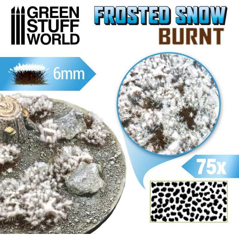GREEN STUFF WORLD Shrubs TUFTS - 6mm FROSTED SNOW - BURNT