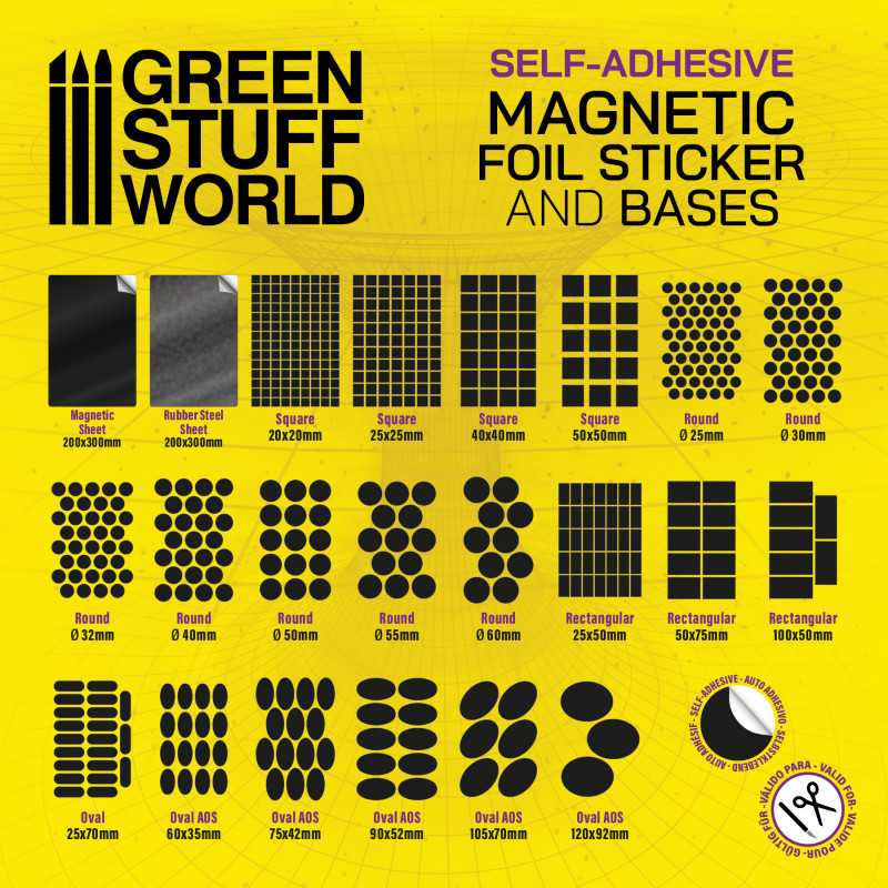 GREEN STUFF WORLD Square Magnetic Sheet Self-Adhesive - 20x