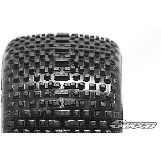 SWEEP SQUARE ARMOR Rear Yellow (Super Soft) 1/10 buggy tyres with Open cell inserts