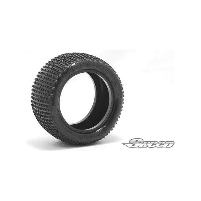 SWEEP SQUARE ARMOR Rear Yellow (Super Soft) 1/10 buggy tyres with Open cell inserts