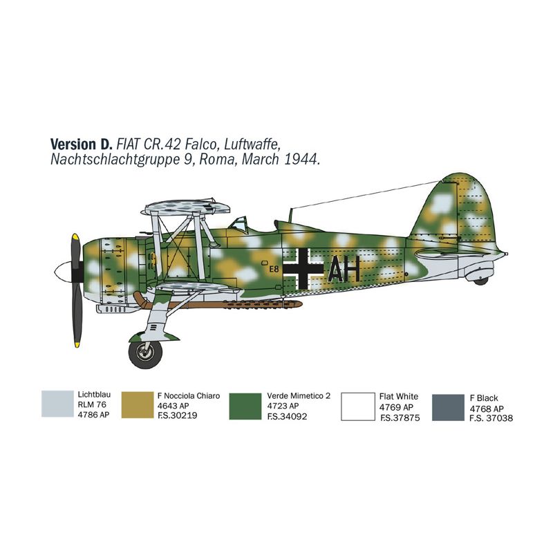 ITALERI 1/72 Fiat CR.42 CN “Falco” Night Fighter- New Parts & Super Decals