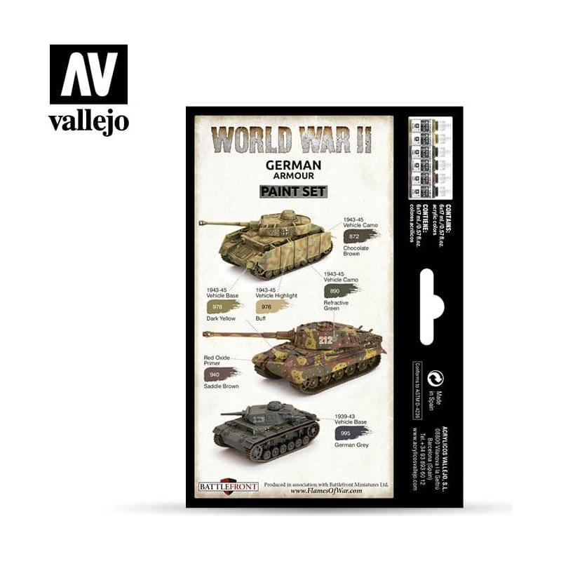 VALLEJO Model Colour WWII German Armour Acrylic 6 Colour Paint Set