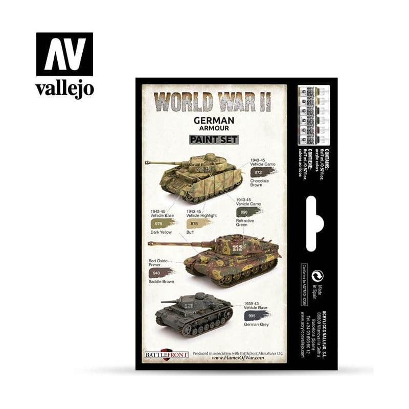 VALLEJO Model Colour WWII German Armour Acrylic 6 Colour Paint Set