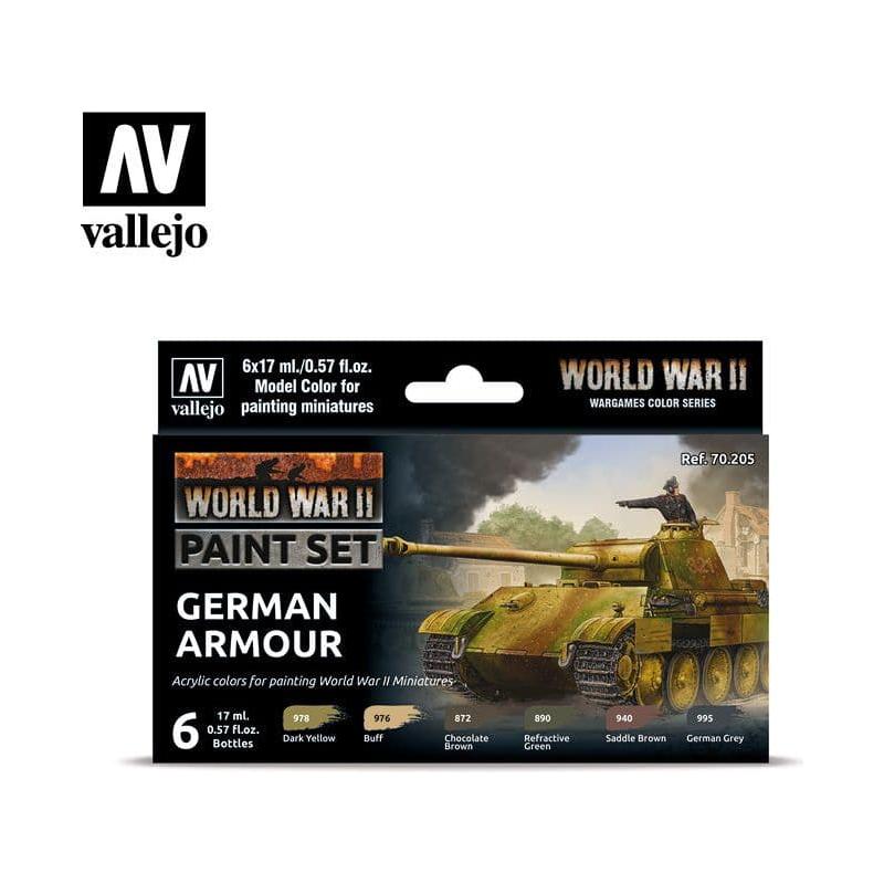 VALLEJO Model Colour WWII German Armour Acrylic 6 Colour Paint Set