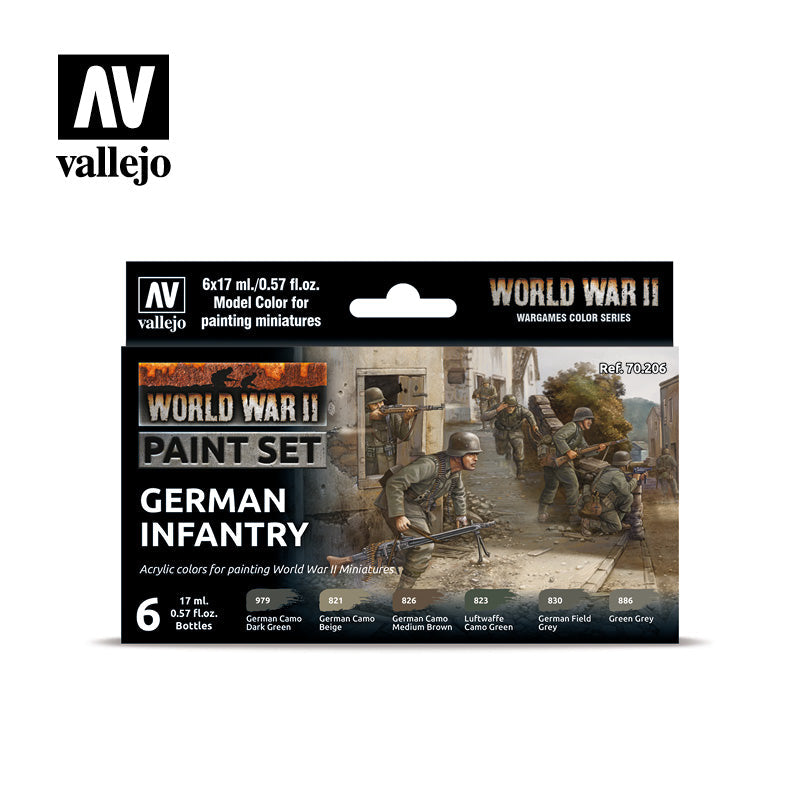 VALLEJO Model Colour WWII German Infantry Acrylic 6 Colour Paint Set