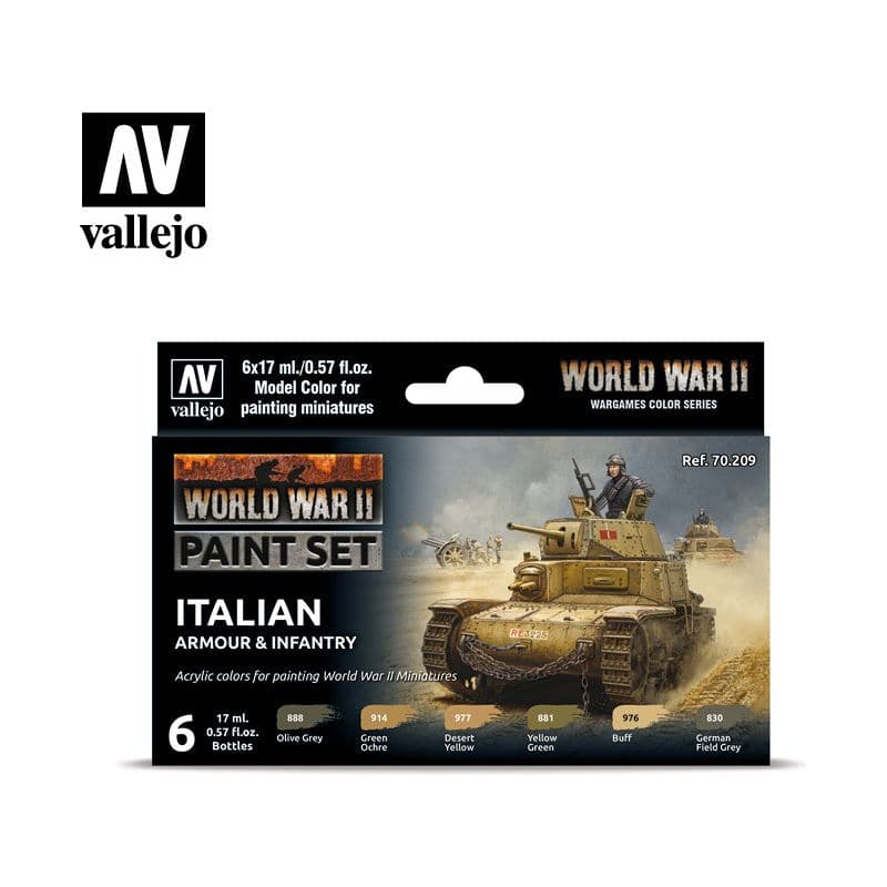 VALLEJO Model Colour WWII Italian Armour & Infantry Acrylic 6 Colour Paint Set