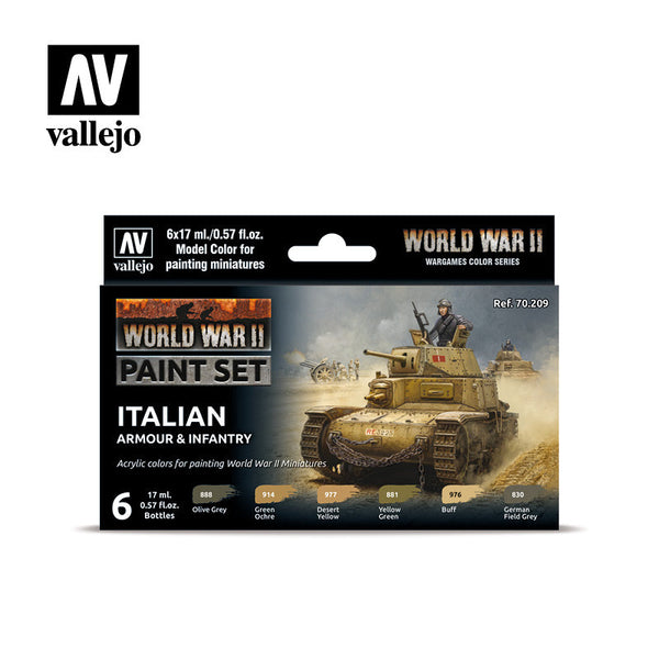 VALLEJO Model Colour WWII Italian Armour & Infantry Acrylic 6 Colour Paint Set