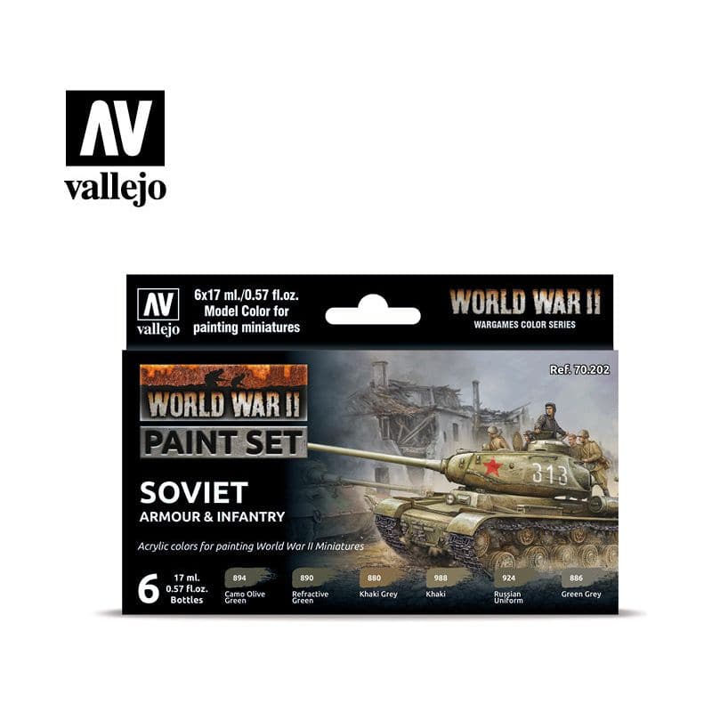 VALLEJO Model Colour WWII Soviet Armour & Infantry Acrylic 6 Colour Paint Set