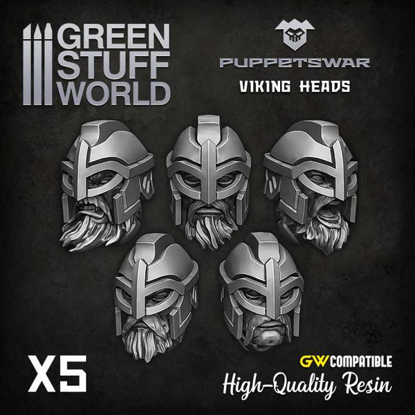GREEN STUFF WORLD Puppetswar Viking Heads (5)