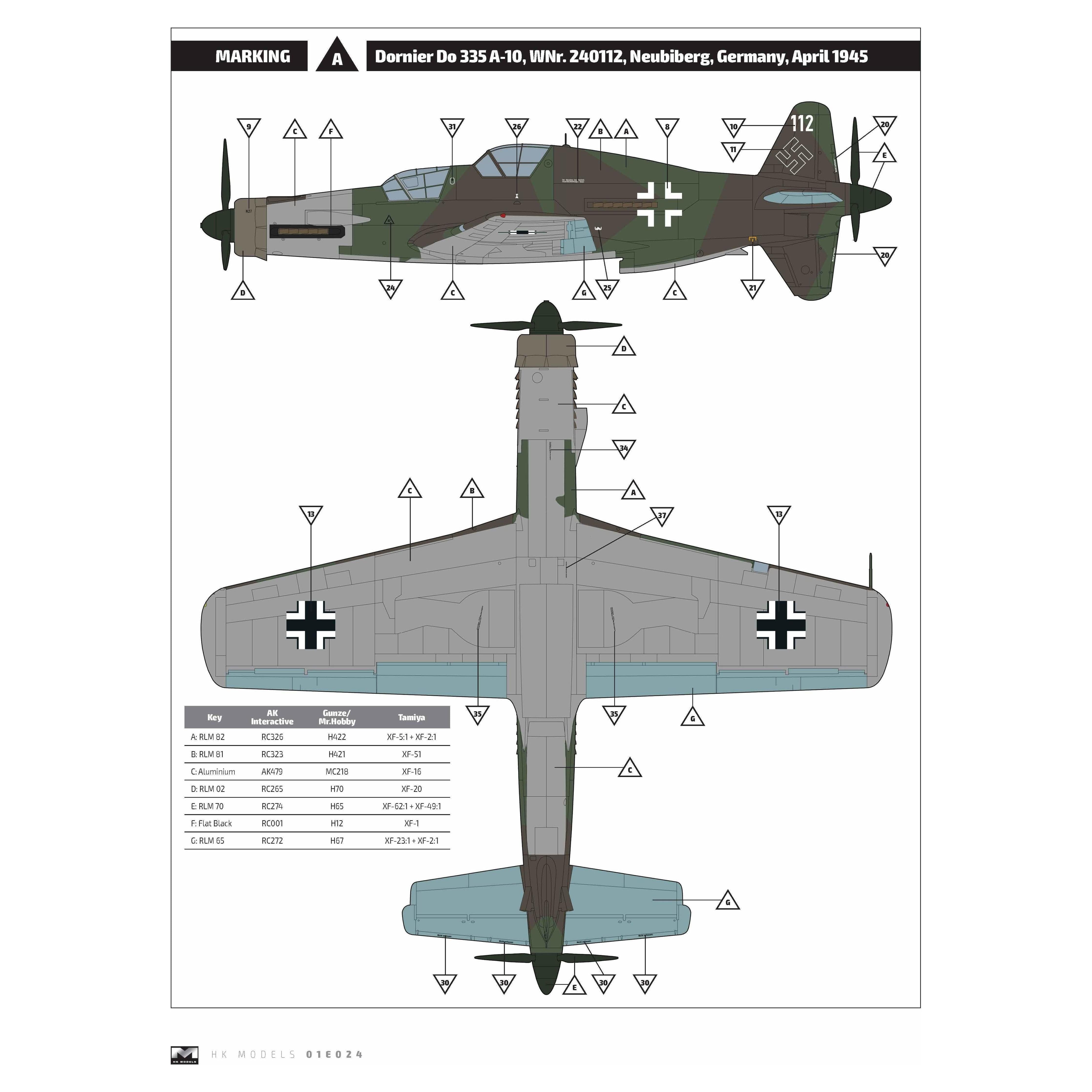 HONG KONG MODELS 1/32 Do335A-10 Trainer