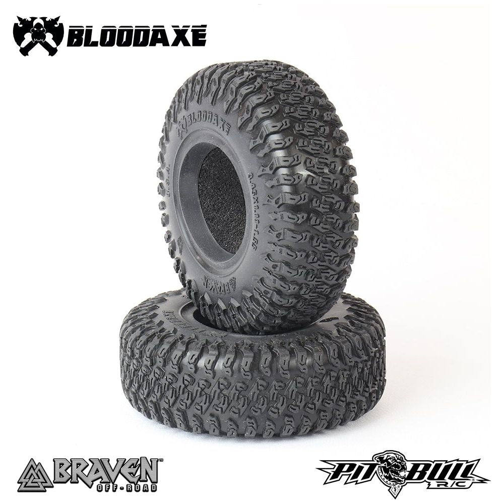 PIT BULL Braven Bloodaxe 3.45x1.11-1.55 Scale RC Tyres + Foam Alien Kompound (2)