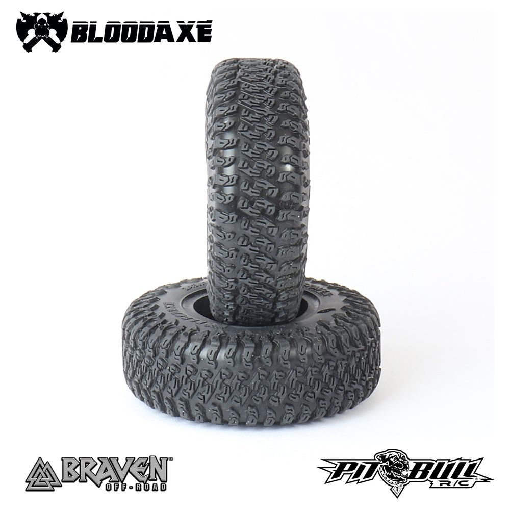 PIT BULL Braven Bloodaxe 3.45x1.11-1.55 Scale RC Tyres + Foam Alien Kompound (2)