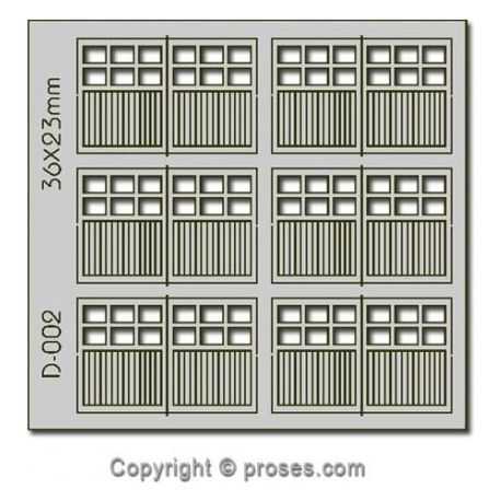 PROSES 6 pcs 36X23mm 6 Lite Dbl Unit Garage Doors HO/OO