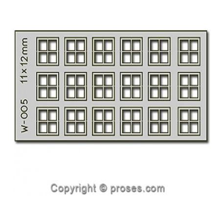 PROSES 18 pcs 11x12mm 4 Pane Laser-Cut Windows HO/OO