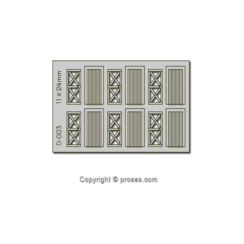 PROSES 6 pcs 11x24mm Cottage Doors HO/OO