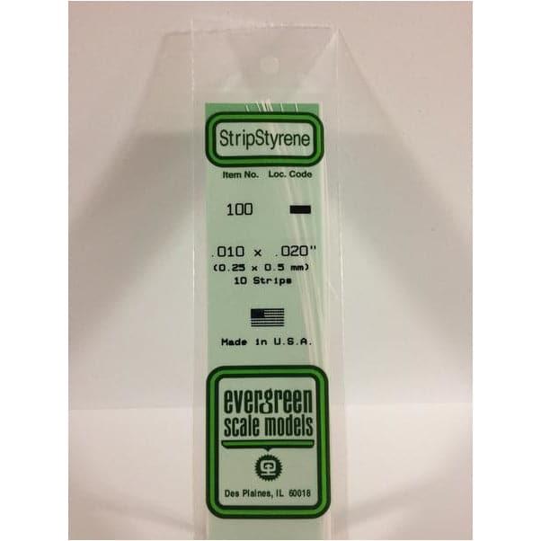 EVERGREEN 100 White Styrene Strip .010 x .020 (10)