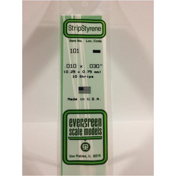 EVERGREEN 101 White Styrene Strip .010 x .030 (10)