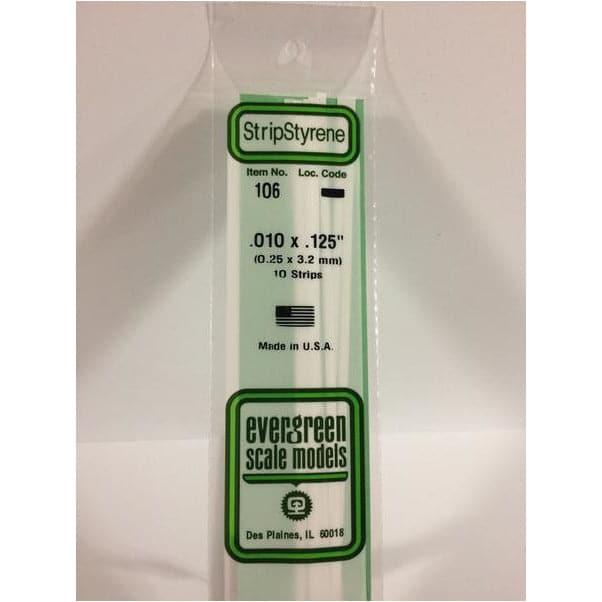 EVERGREEN 106 White Styrene Strip .010 x .125 (10)