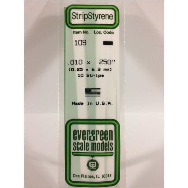 EVERGREEN 109 White Styrene Strip .010 x .250 (10)