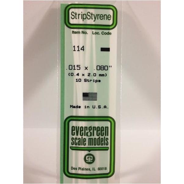 EVERGREEN 114 White Styrene Strip .015 x .080 (10)