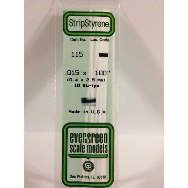 EVERGREEN 115 White Styrene Strip .015 x .100 (10)